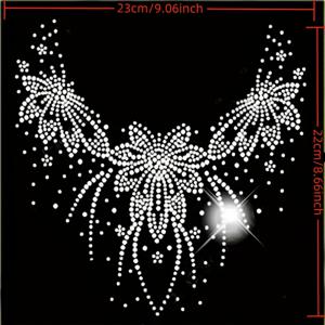 TEMU 블링 네크라인 장식 핫픽스 라인스톤 모티프 아이언온 어플리케 패치