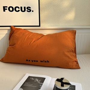 TEMU 1개, 영어 플레인 컬러 베개커버, 105g 고중량, 세탁기 사용 가능 & 부드러운 편안함, 침실 기숙사 장식용, 표준 사이즈 48*74cm, 심플한 패션 디자인, 사계절 사용 가능, 완벽한 선물|베개커버