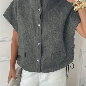 TEMU 여성용 루즈핏 민소매 캐주얼 자켓 - 가을용