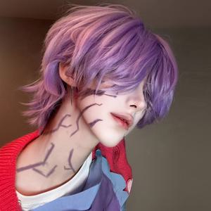 TEMU 아르카인 소년 코스프레 가발 - 보라색 애니메이션 영감 헤어 가발, 장미 네트 캡 포함, 고온 섬유로 할로윈 파티 드레스업용, 남성 코스프레 가발, 할로윈 의상, 애니메이션 디자인, 편안한 착용감, 보라색 가발 남성, 보라색 머리 가발