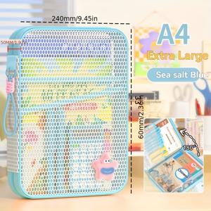 TEMU 혼합 색상 A4 문서 가방 1개입, 휴대용 토트 수납 가방, 교과서 정리함, 다기능, 문구류 보관, 사무용품 보관, 튼튼한 메시, 사무용품 및 학용품에 적합, 신학기