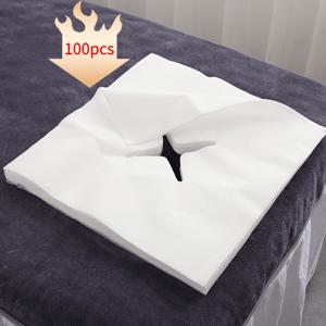 TEMU 100개 일회용 마사지 침대 타월 - 부직포, 스파, 살롱 및 가정용 일회용 크로스 스트랩 디자인, 마사지, 휴식 및 스킨케어를 위한 내구성 및 편안함, 마사지 침대 액세서리, 살롱 필수품, 심플한 타월 디자인, 부드러운 질감