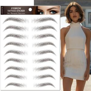 TEMU 3개 검정 눈썹 타투 스티커, 방수 및 땀 방지, 리얼한 3D 눈썹, 6D 눈썹, 눈썹이 없거나 그릴 수 없는 사람에게 적합, 생일 선물, 휴일 선물, 크리스마스 및 할로윈에 완벽