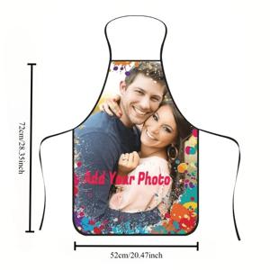 TEMU 1개 맞춤형 사진 셰프 앞치마 - 커스텀 사진 & 텍스트/로고 인쇄, 내구성 있는 요리 앞치마, 자신의 사진으로 제작, 남녀 공용, BBQ, 그릴링, 공예, 가드닝에 적합 - 이상적인 선물 (업로드)