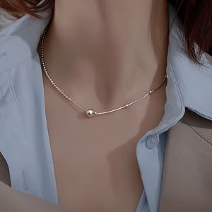 TEMU 1개 심플 비즈 초커 목걸이, 여성용 우아한 쇄골 체인, 데일리 커뮤트에 다용도