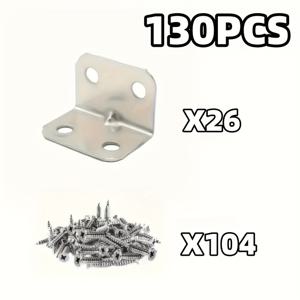 TEMU 130개 스테인리스 스틸 90도 L자형 브래킷 - 나무 선반, 테이블, 의자 및 캐비닛 강화에 적합, 금속 재질, 선반 지지용 | 산업 금속 부품 | 튼튼한 금속, 금속 선반