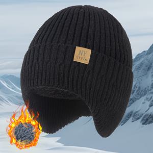 TEMU 남녀공용 가을/겨울용 아웃도어 따뜻한 모자, 스키, 낚시, 등산에 적합. 귀 보호 기능이 있는 니트 디자인, 두꺼운 기모 안감으로 바람에 강함. 남녀 모두에게 스타일리시하고 편안함