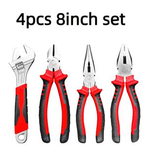 TEMU 산업용 다기능 플라이어 및 렌치 공구 세트, 3-4pcs / 가정용 공구, 자동차 수리 공구 (사각 플라이어, 와이어 커터, 바늘머리 플라이어, 다기능 렌치 포함) / 두꺼운 편안한 미끄럼 방지 핸들