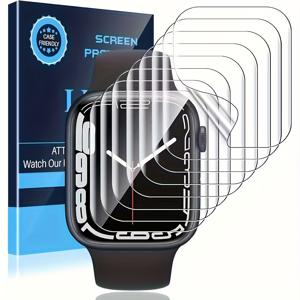 TEMU 애플워치 강화유리 보호필름 8개 세트 - 9H 경도, 자가 치유, 지문 방지, 스크래치 방지, 기포 없는 설치, 애플워치 시리즈 10/11 42mm/46mm 호환