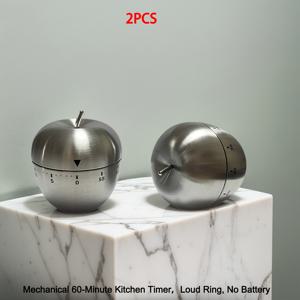 TEMU 신형 주방 타이머, 큰 알람 소리, 배터리 불필요, 기계식 사과 모양 스테인리스 스틸 베이킹 타이머, 60분 주방 타이머, 요리 타이머, 사과 모양 타이머, 학습 훈련 타이머, 베이킹 요리 알림, 피아노 연습 타이머|타이머