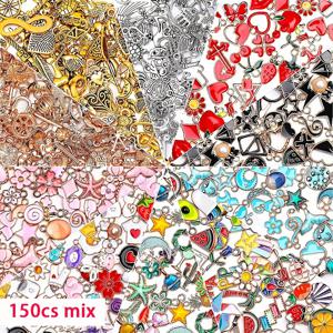 TEMU 50/100/150개 대량 도매 골든 실버 에나멜 펜던트 세트 - 팔찌, 귀걸이, 목걸이 DIY 액세서리 제작 공예용품