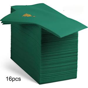 TEMU 크리스마스 트리 금박 린넨 그린 냅킨 16개입, 두꺼운 일회용 축제 타월, 21.5*10 Cm 또는 8.46*3.94 Inches, 크리스마스 파티 및 행사, 결혼식, 크리스마스, 휴일 축하 행사에 적합