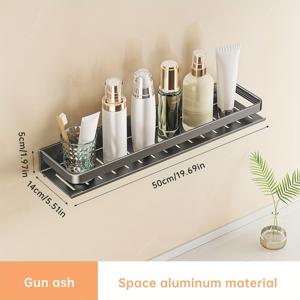 TEMU Musurjoy 1개 공간절약형 욕실 선반 - 무드릴 설치, 그레이 헤비듀티 직사각형 선반, 모던 스타일, 샤워실 및 화장실 벽/타일용, 다기능 정리대, 욕실 액세서리, 룸 데코, 여름 휴가 필수품, 벽걸이 정리함,현대적인 장식,세련된 디자인,내구성 있는 랙,접착식 마운트,작은 공간 생활|화장실선반|변기부속품