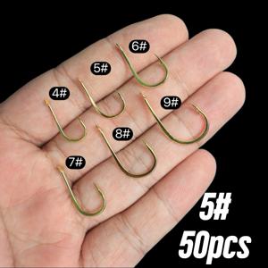 TEMU 50개/박스 골든 천어 낚시바늘, 대형 사이즈, 몸체 단조 공예, 대량 패키지, 바늘형, 바다 낚시, 바위 낚시, 루어 낚시, 민물 낚시용, 잉어, 메기, 스냅퍼 등 대형 물고기 낚시용