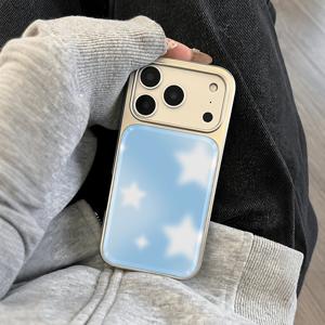 TEMU 폰 케이스: 블루 스타 에폭시 처리 폰 케이스 도금 프레임, 아이폰 17Pro/16/15/14/13/Pro Max 호환, 고급 휴가 선물, 남자친구와 여자친구를 위한 선물