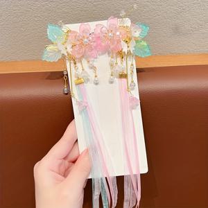 TEMU 2개 ALEPGLDE 여성 한푸 헤어 액세서리 - 고대 중국 스타일 꽃 & 술 장식 머리띠, 페어, 역할극 의상용 - 손세탁 전용 (화단에 적합)