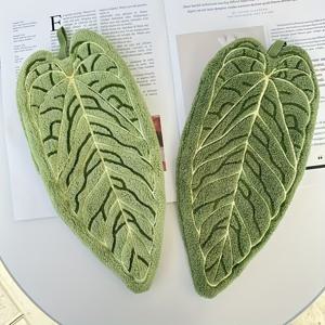 TEMU 2개 세트, 열대 식물 잎 손수건, 심플하고 리얼한 소프트 흡수력 빠른 식물 모양 주방 걸이수건 및 욕실 손수건, 이상적인 가정용품