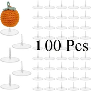 TEMU 100개 플라스틱 크로셰 감정 지원 스탠드, 1.99인치 넓은 평평한 원형 베이스, 미니어처 디스플레이 및 크로셰 애호가를 위한 공예 프로젝트에 완벽, 양면 테이프 1롤 포함 (바닥 인쇄 버전), DIY 공예,공예 용품,투명 스탠드,세련된 디스플레이,가벼운 소재,프로젝트 조직자,공예 지원,크로셰 애호가,공예 취미 애호가