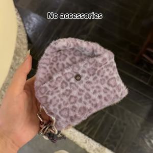 TEMU 가을 겨울 플러시 퍼플 패턴 카드백, CCD 보관백, 이어폰 지갑 휴대용 소프트 귀여운 핸드백, 립스틱 메이크업 파우치|카드지갑|지갑|립스틱