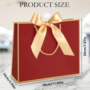 TEMU 10개 5 버건디 선물 가방 + 5 리본) 손잡이 감사 선물 가방, 종이 웰컴 가방, 웨딩, 신부 들러리, 샤워, 집들이, 생일, 추수감사절, 크리스마스 선물 포장 가방용 포함
