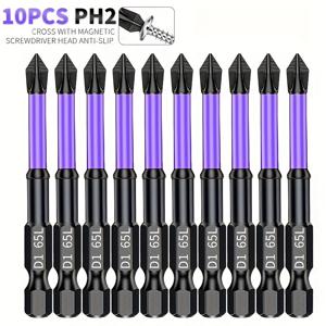 TEMU 10개 세트 헤비듀티 자석 PH2 스크루드라이버 세트 - 미끄럼 방지 헤드 - 2.5