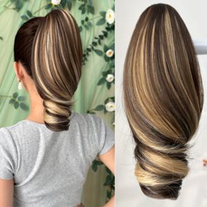 TEMU 여성용 내열성 합성 헤어 익스텐션 - 10인치 딥 웨이브 클로우 포니테일 가발, 7가지 색상 옵션 (블랙, 브라운, 골든, 그레이, 화이트, 브라운/블랙 그라데이션, | 파티, 데일리, 크리스마스, 할로윈에 적합 - 스타일링 및 관리 용이