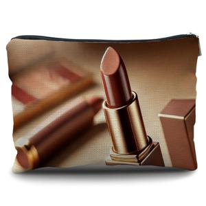 TEMU 1개 소프트 커피 립스틱 우아한 패턴 휴대용 린넨 메이크업 가방 | 재사용 가능, 여성용 세면 가방, 지퍼가 있는 야외 필수품 보관 가방, 여성 생일, 크리스마스 및 새해 선물로 이상적