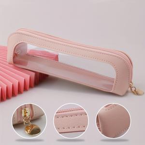 TEMU 투명 메이크업 브러쉬 보관 가방, 휴대용 손잡이, 간편한 디자인, 아이브로우 펜슬 및 아이섀도우 브러쉬를 위한 대용량|눈썹펜슬