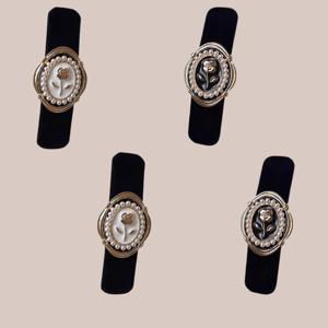 TEMU 싱글 프렌치 레트로 로즈 블랙 앤 화이트 헤어 클립 | 샤넬 스타일 벨벳 앞머리 헤어핀, 단색 꽃, 발렌타인데이에 이상적|머리핀