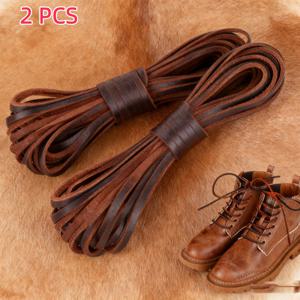 TEMU 빈티지 질감의 다크 브라운 평면 가죽끈 2개, 3mm, 길이 39.37인치, DIY 신발끈, 목걸이, 팔찌, 가방, 공예품, 비치햇 밴드, 야구장갑 등에 적합. 친구, 가족 선물 또는 개인용으로 이상적. 접착 또는 장식이 쉬운 즉시 사용 가능 제품