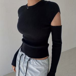 TEMU 여성용 할로우 아웃 골지 긴팔 티셔츠 | 크루넥, 단색, 가을/겨울 시즌, 캐주얼 다용도 데일리 출퇴근 상의|티셔츠