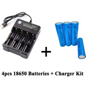 TEMU 18650 배터리 3.7V 1800mAh 버튼형 상단, 18650, 26650, 14500, 16340 및 18500용 범용 스마트 배터리 충전기 (4개 팩 + 4개 칸 충전기)
