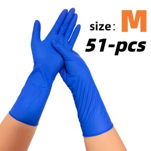 TEMU 51개입 대용량 재사용 가능한 블루 니트릴 장갑, 미끄럼 방지 도트 & 터치스크린 호환성 - 12인치 길이 라텍스 프리 장갑 (S/M/ - 헤비듀티, 가정용, 청소, 스마트폰, 태블릿용 - 왼손/오른손 사용에 이상적)