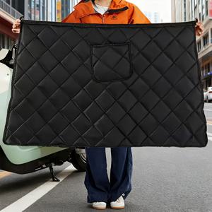 TEMU 1개 업그레이드된 플리스 안감 다리 윈드실드 스커트 - 도구 없이 빠른 설치, 강화된 방풍 보온 및 내구성, 앞쪽 대형 포켓 | 블랙 겨울 다리 워머 허리 탄력 밴드, 스쿠터/휠체어용, 추운 날씨 라이딩 필수품|전기스쿠터