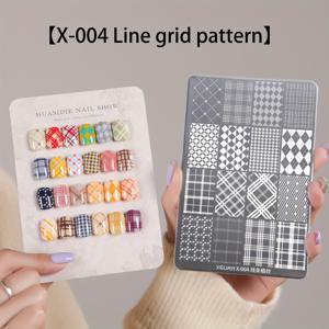 TEMU XEIJAYI 패턴 스틸 플레이트 X-004---새로운 트렌디 프랑스 네일 스타일 스탬프 커버 스티커, 패턴 템플릿 전사 도구, 묻어나지 않는 섬세한 질감, 재사용 가능, 네일 아트 초보자에게 추천|네일아트