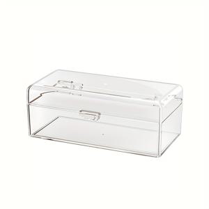 TEMU 투명 아크릴 화장품 정리함 (뚜껑 포함) - 내구성 강한 클리어 메이크업 보관함, 립스틱, 아이섀도우, 브러쉬용 - 휴대용 화장대 케이스, 책상 & 여행용 메이크업 정리함 - 내구성 플라스틱 뷰티 제품, 향수 정리함