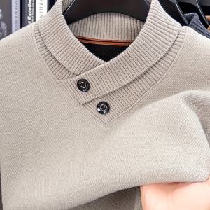 TEMU 남성용 캐주얼 크루넥 니트 스웨터. 레귤러 핏에 약간의 신축성이 있으며, 가을/겨울 레이어링을 위한 단색 디자인입니다. 디테일/레이어링 또는 야외 스포츠에 적합합니다.|스포츠|요가