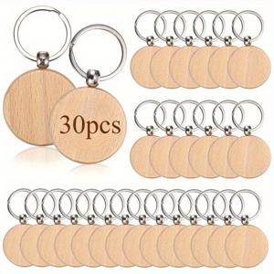 TEMU 30개 키체인 - 빈 라운드 각인 금속 키 태그, 천연 나무 무늬 DIY 부활절/발렌타인데이 선물, 야외 활동 카키, 귀여운 키링, 창의적인 선물, 디자인, 고품질 각인 표면