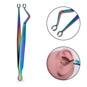 TEMU 전문가용 스테인리스 스틸 귀 피어싱 키트 - 피어싱 집게, 귀 곡선 피어서 & 출혈 집게 - 타투 스튜디오, 클리닉, 귀 피어싱용 위생 도구 (애프터케어 루틴 호환)