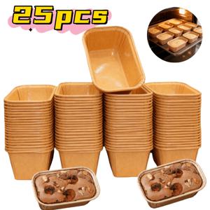 TEMU 25개 논스틱 오일 저항 베이킹 컵, 균일하게 쌓을 수 있어 베이킹에 적합, 빵, 케이크, 머핀 틀에 적합, 재사용 가능, 유출 방지용 홈이 있는 직사각형 디자인, 베이킹용