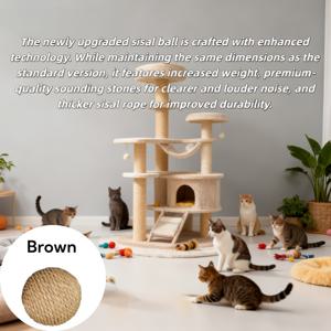 TEMU 시살 고양이 장난감 공 - 천연 시살 소재, 내구성 있는 씹기용, 소리 나는 기능, 배터리 불필요, 실내/야외 휴가 놀이에 완벽, 중형 고양이에게 이상적, 크리스마스/할로윈/국제 고양이 데이 선물로 최고, 실내용