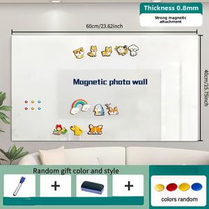 TEMU 1세트 마그네틱 화이트보드 벽 스티커 키트 (마커 & 지우개 포함) - 화이트보드 필름 1개 + 자석 4개 + 마커 1개 + 지우개 1개, 재사용 가능한 접착식 메모보드, 홈 오피스용, 계획/교육/회의용 4가지 사이즈 옵션