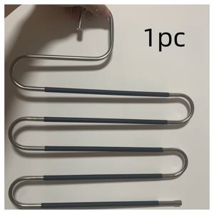 TEMU 2025 공간절약형 미끄럼방지 S자형 옷걸이, 스테인리스 스틸 옷장 정리용 팬츠, 청바지, 스카프, 바지 보관대. 블랙. 팬츠 6개 및 리본 150개 수납 가능|바지걸이