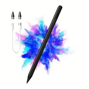 TEMU 터치펜 아이패드 2018-2025 호환, 고속 충전 자석 펜슬(1세대), 틸트 감지 및 팜 리젝션, 아이패드 에어 3/4/5/M2/M3, 아이패드 미니 5/6, 아이패드 6/7/8/9/10/11, 아이패드 프로/프로 11