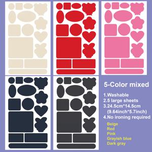 TEMU 자켓, 비옷, 텐트용 세탁 가능한 DIY 패브릭 스티커 - 하트, 꽃, 만화 모양 다색 자체 접착 다림질 필요 없는 의류 수리 패치 5장 (75개)