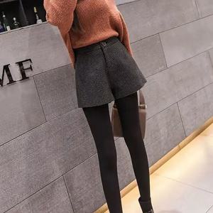 TEMU 여성 하이웨스트 A라인 체크 트위드 반바지 봄 패션 체크 캐주얼 3분 반바지 데일리 소프트 컴포트 반바지