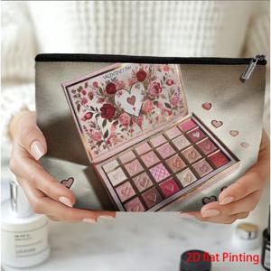 TEMU 데이 한정판 아이섀도 팔레트 & 화장품 케이스 - 내구성 있는 지퍼 클로저가 있는 휴대용 가방, 여성에게 적합한 패셔너블한 선물, 여행 및 일상 사용 - 정교한 프린팅 아이섀도 팔레트 & 보관 가방