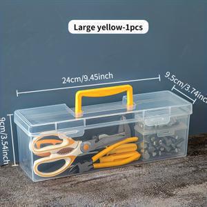 TEMU 휴대용 헤비듀티 툴박스 (뚜껑 포함) - 대형/중형/소형 사이즈, 가정, 작업장, 정리용 - 핸디맨, 건설업자, DIY를 위한 플라스틱 보관 케이스