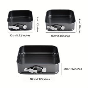 TEMU 3개 세트 비스틱 탄소강 스퀘어 베이킹 팬 세트, 탈착식 바닥 - 피자, 케이크 등에 이상적 - 휴일 베이킹용 내구성 있는 주방 도구 (할로윈, 하누카, 크리스마스, 이스터, 추수감사절), 다용도 베이킹 팬|비스틱 조리기구|쉬운 세척 재료, 베이킹용 케이크 팬