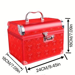 TEMU 휴대용 디자인과 비밀번호 잠금 장치가 있는 캐시 보관 공간이 있는 다층 중국 스타일 메이크업 케이스, 침대 밑 수납